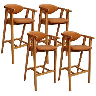 Kit 4 Banquetas Alta Cecília L02 Courino Base Fixa com Encosto 70 cm Marrom