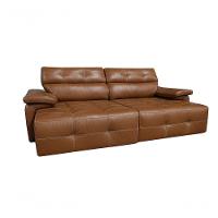 Sofá Retrátil E Reclinável De Couro Queen 2,60 M Brown - Mempra Design