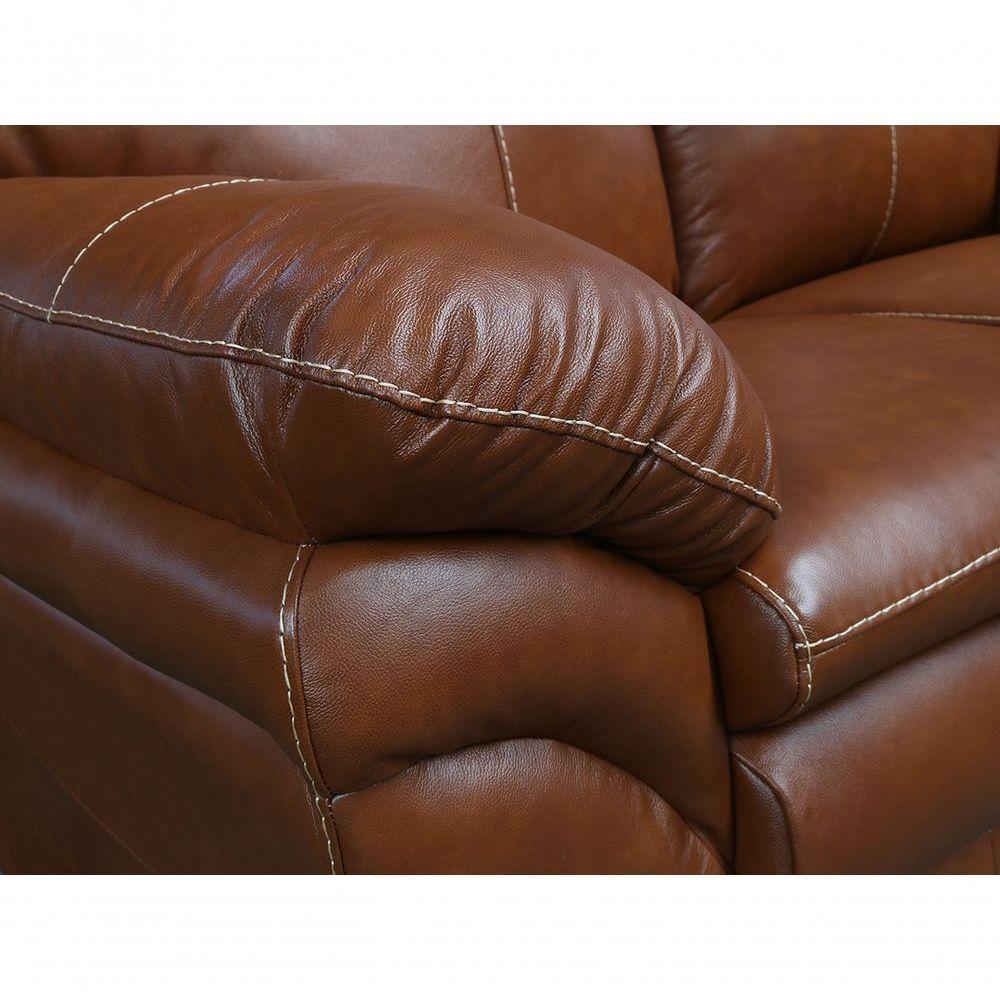 Sofá De Couro Gana 2 Lugares Conhaque Com Brilho - Mempra Design - 5