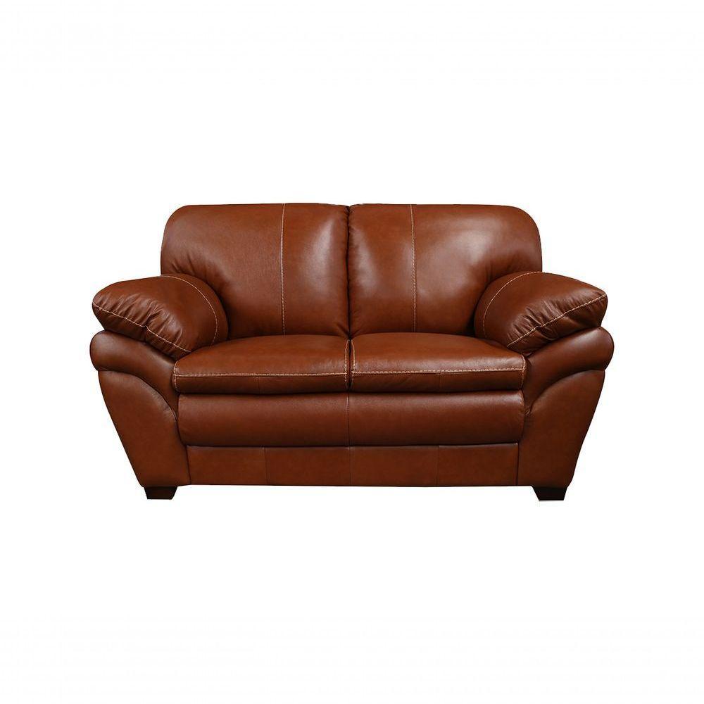 Sofá De Couro Gana 2 Lugares Conhaque Com Brilho - Mempra Design - 8