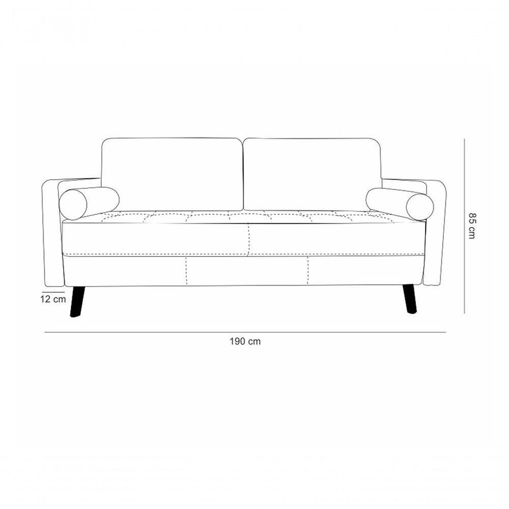 Sofá De Couro Melfi 3 Lugares Conhaque Com Brilho - Mempra - 6