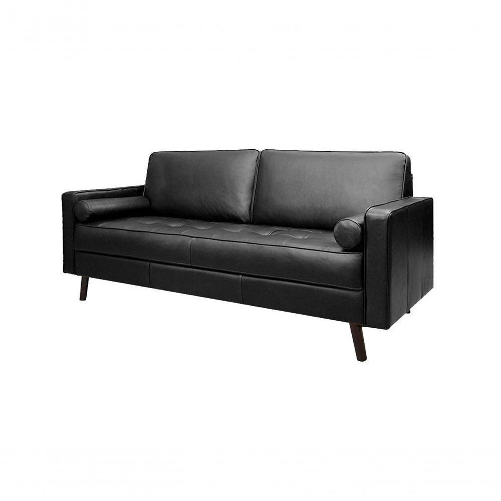 Sofá De Couro Melfi 3 Lugares Conhaque Com Brilho - Mempra - 7