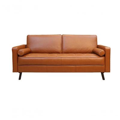 Sofá De Couro Melfi 3 Lugares Conhaque Com Brilho - Mempra