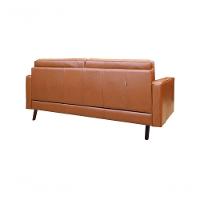 Sofá De Couro Melfi 3 Lugares Conhaque Com Brilho - Mempra - 2