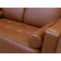 Sofá De Couro Melfi 3 Lugares Conhaque Com Brilho - Mempra