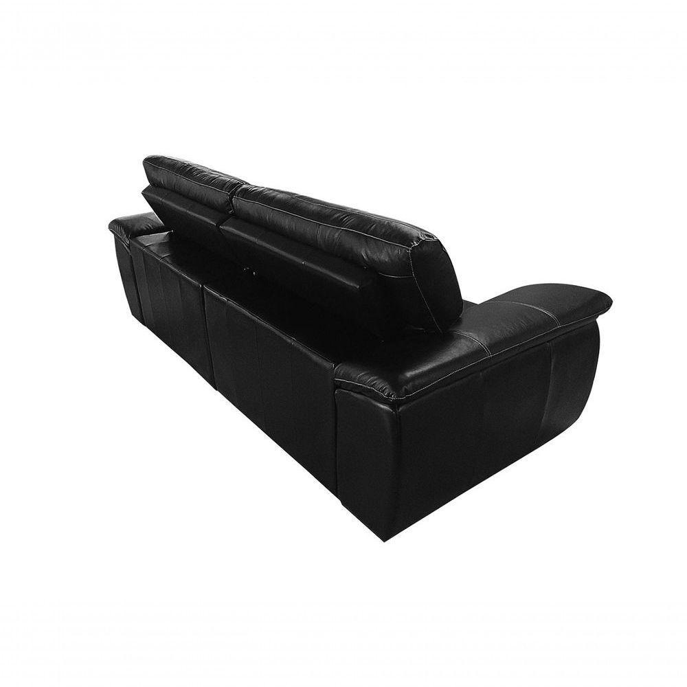 Sofá Retrátil E Reclinável De Couro Filipinas 2,60 M Preto Com Brilho - Mempra Design - 4