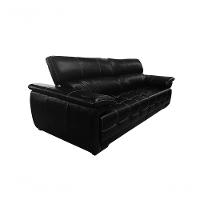 Sofá Retrátil E Reclinável De Couro Filipinas 2,60 M Preto Com Brilho - Mempra Design - 2