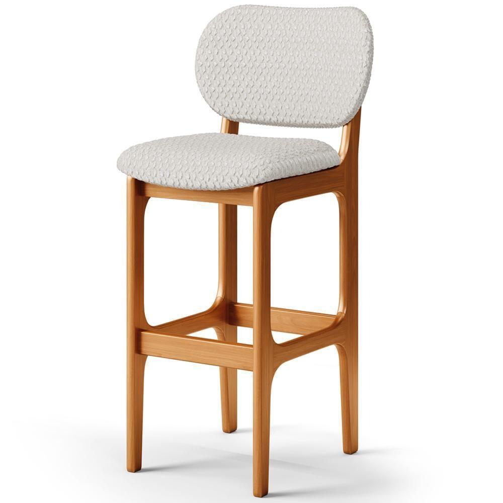 Kit 04 Banquetas Alta Bar Cozinha Sala Jantar Fixa Betta L02 Imbuia Bouclê Cru - Lyam Decor - 7