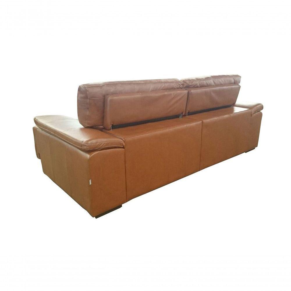 Sofá Retrátil E Reclinável De Couro Queen 2,20 M Conhaque Com Brilho - Mempra Design - 7