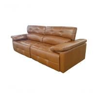 Sofá Retrátil E Reclinável De Couro Queen 2,20 M Conhaque Com Brilho - Mempra Design - 1