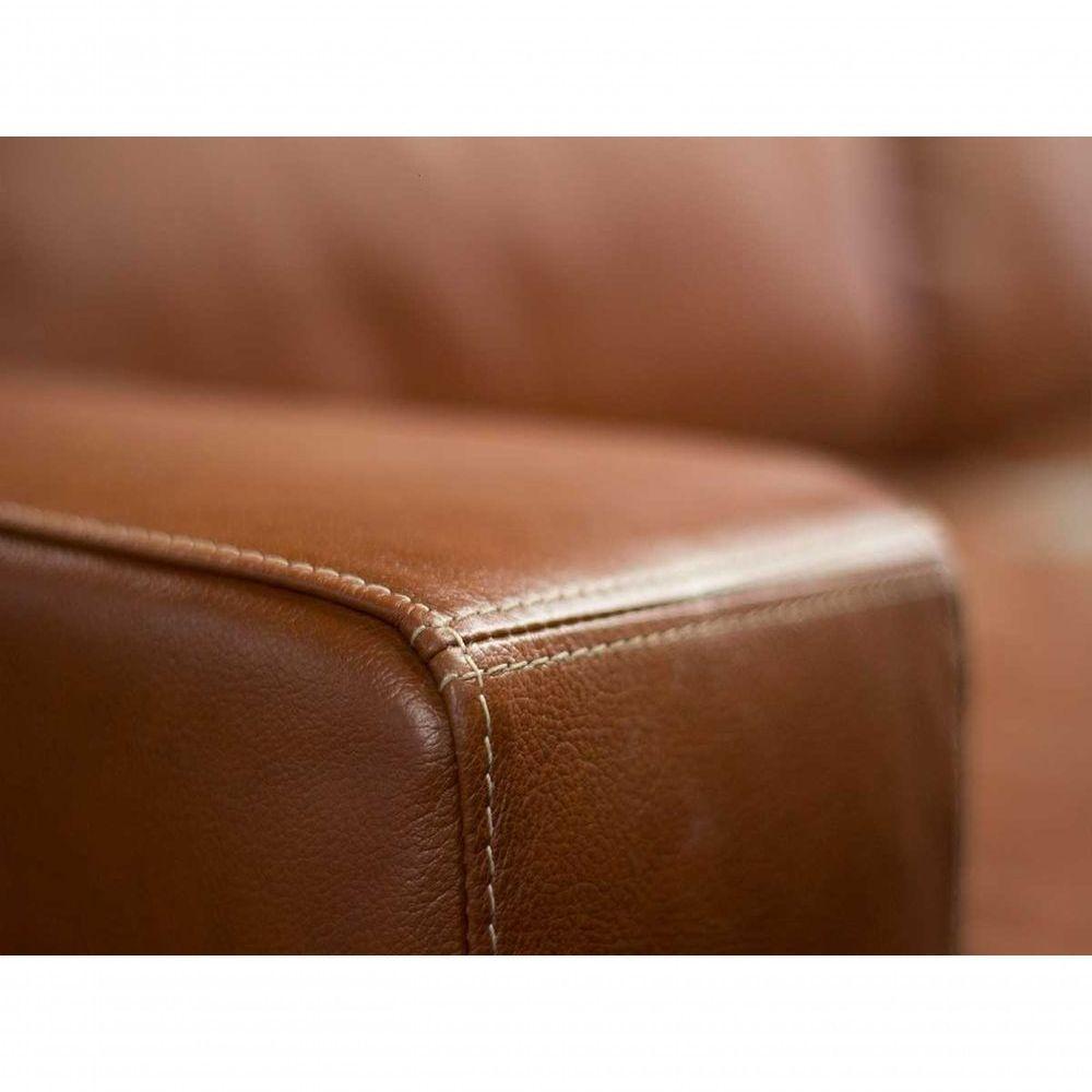 Sofá De Couro Canto Marrocos 3 Lugares Com Chaise Direita Conhaque Com Brilho - Mempra Design - 7