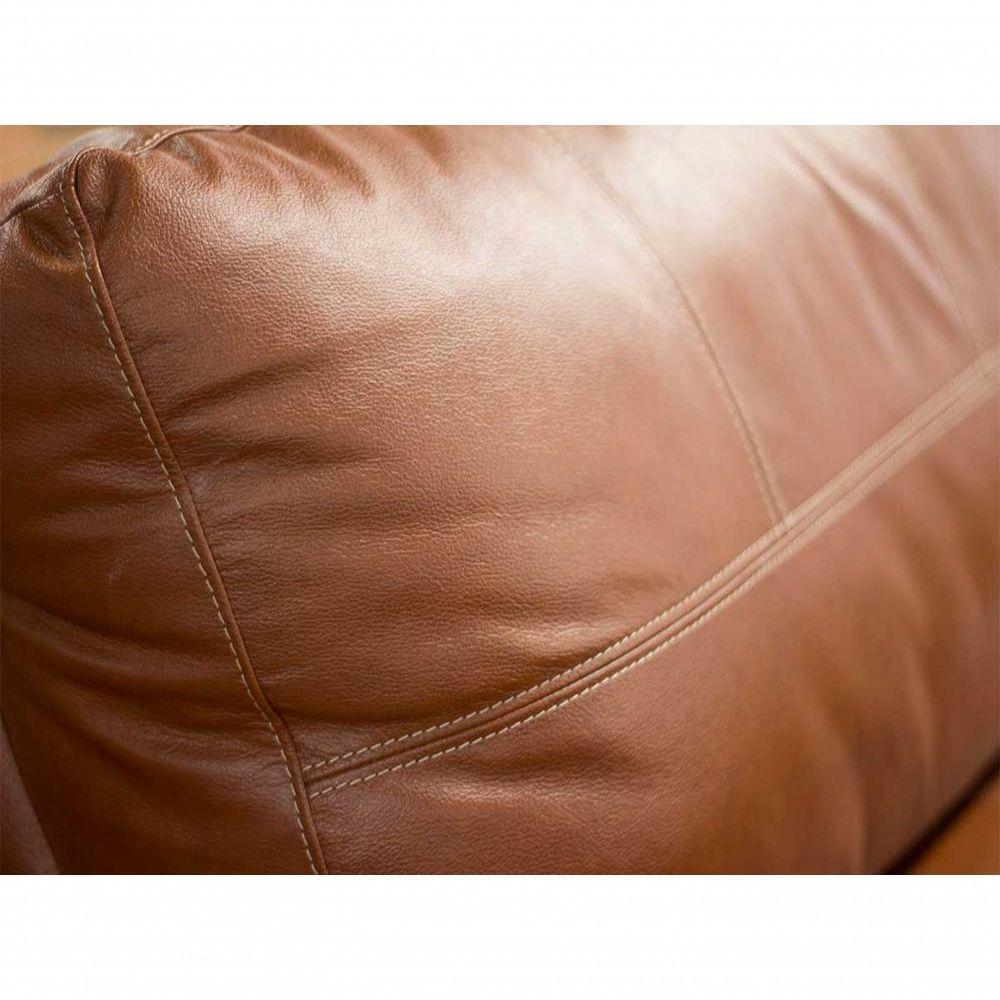 Sofá De Couro Canto Marrocos 3 Lugares Com Chaise Direita Conhaque Com Brilho - Mempra Design - 8