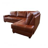 Sofá De Couro Canto Marrocos 3 Lugares Com Chaise Direita Conhaque Com Brilho - Mempra Design - 2