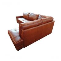 Sofá De Couro Canto Marrocos 3 Lugares Com Chaise Direita Conhaque Com Brilho - Mempra Design