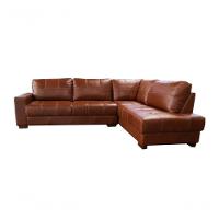 Sofá De Couro Canto Marrocos 3 Lugares Com Chaise Direita Conhaque Com Brilho - Mempra Design - 6