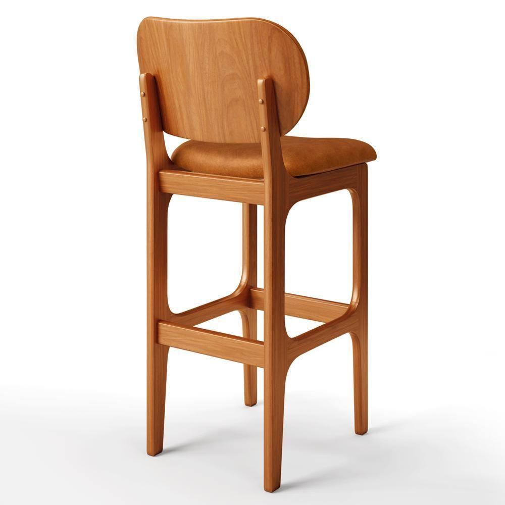 Kit 05 Banquetas Alta Bar Cozinha Sala Jantar Fixa Betta L02 Imbuia Couríssimo Canela - Lyam Decor - 8