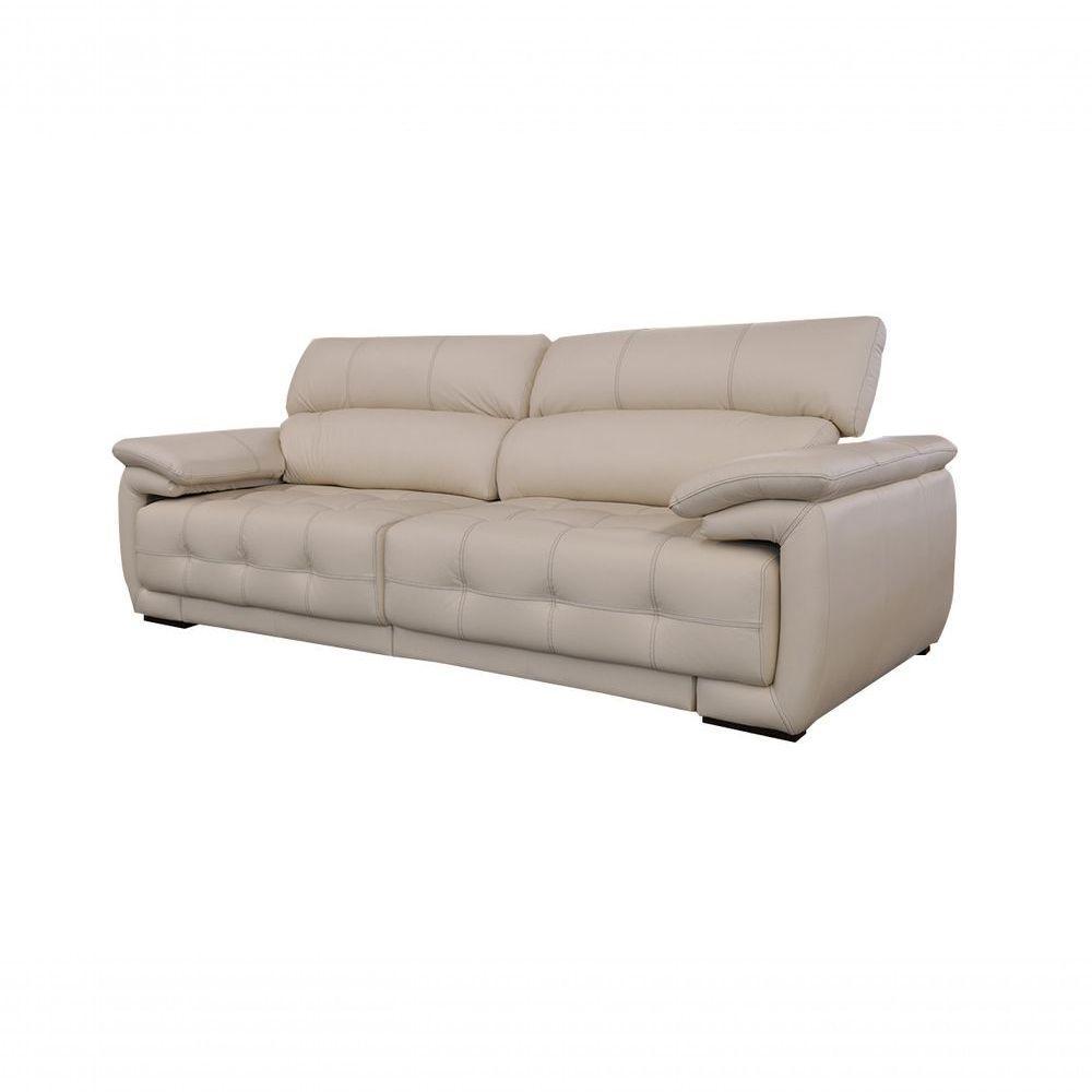 Sofá Retrátil E Reclinável De Couro Filipinas 2,40 M Manteiga Pigmentado - Mempra Design - 3