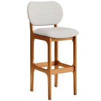 Kit 03 Banquetas Alta Bar Cozinha Sala Jantar Fixa Betta L02 Imbuia Bouclê Cru - Lyam Decor - 6