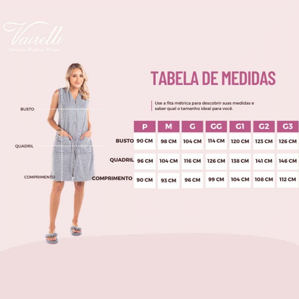 Roupão Em Atoalhado Vairelli Modelo Mariana Clássico Azul Tamanho G2 - 4