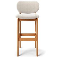 Kit 06 Banquetas Alta Bar Cozinha Sala Jantar Fixa Betta L02 Imbuia Bouclê Creme - Lyam Decor - 3