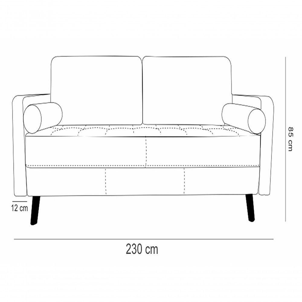 Sofá De Couro Melfi 4 Lugares Conhaque Com Brilho - Mempra - 6