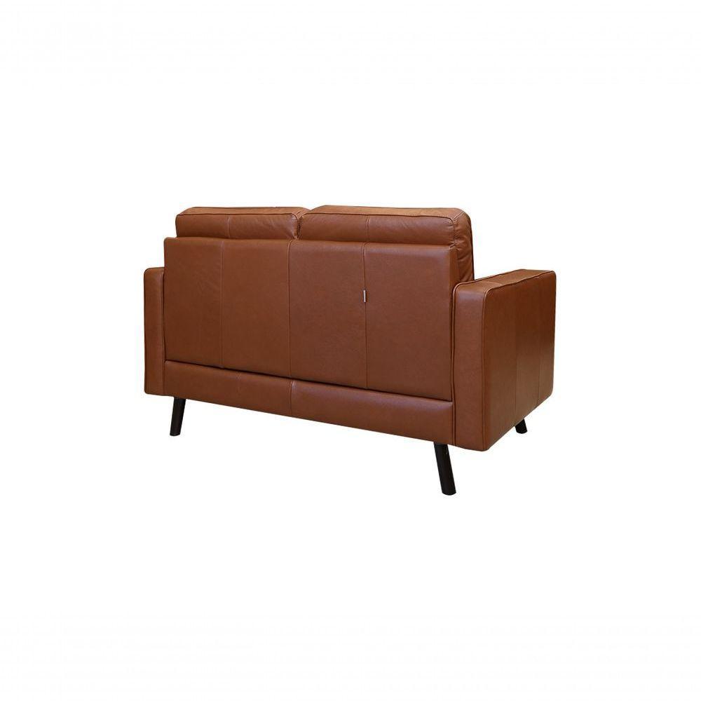 Sofá De Couro Melfi 2 Lugares Conhaque Com Brilho - Mempra - 3