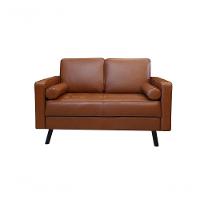 Sofá De Couro Melfi 2 Lugares Conhaque Com Brilho - Mempra - 1