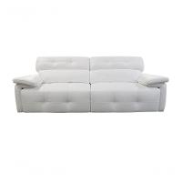 Sofá Retrátil E Reclinável De Couro Queen 2,60 M Branco Pigmentado - Mempra Design - 1