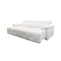 Sofá Retrátil E Reclinável De Couro Queen 2,60 M Branco Pigmentado - Mempra Design - 2