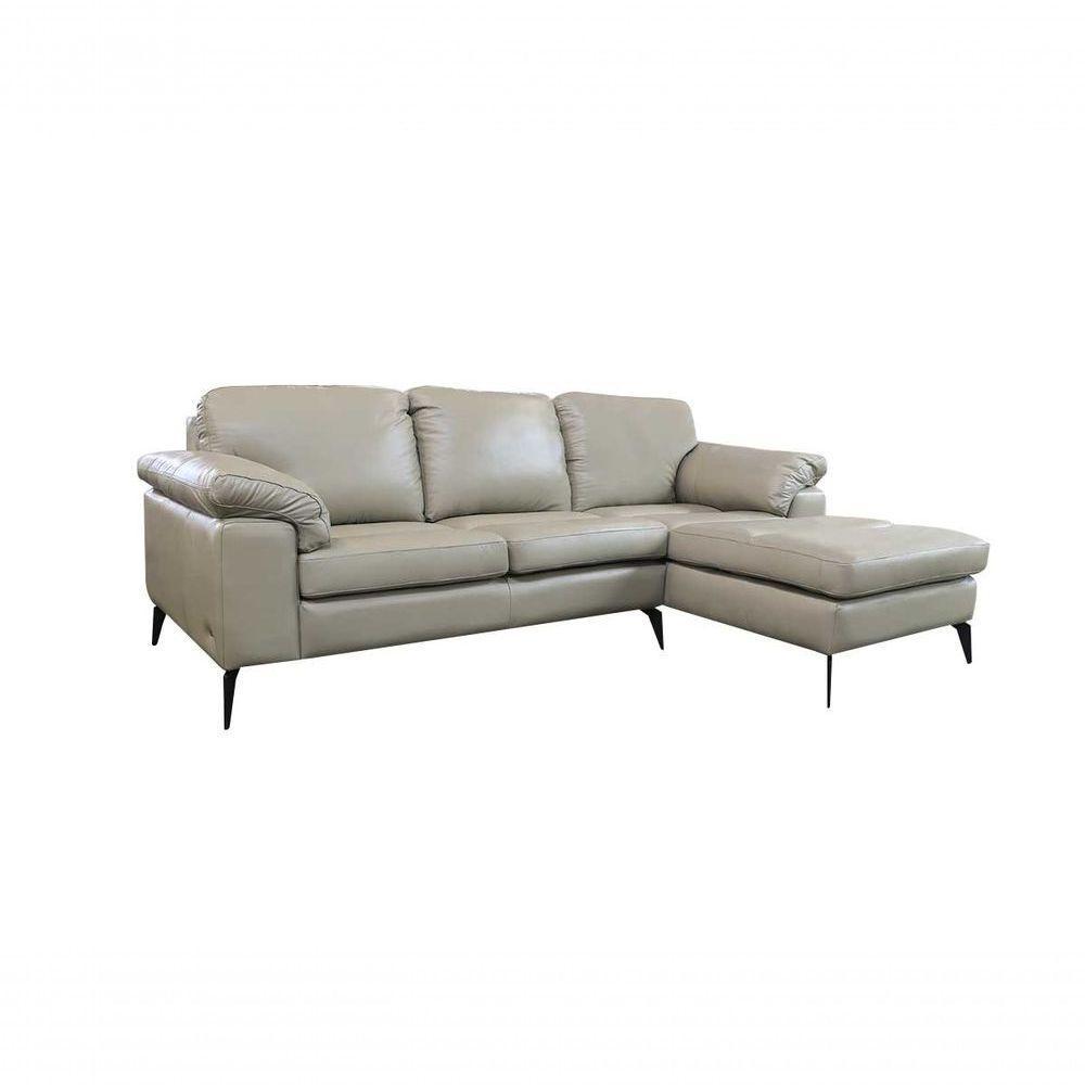 Sofá De Couro Asti 2 Lugares Com Chaise Direita Avelã - Mempra Design - 2