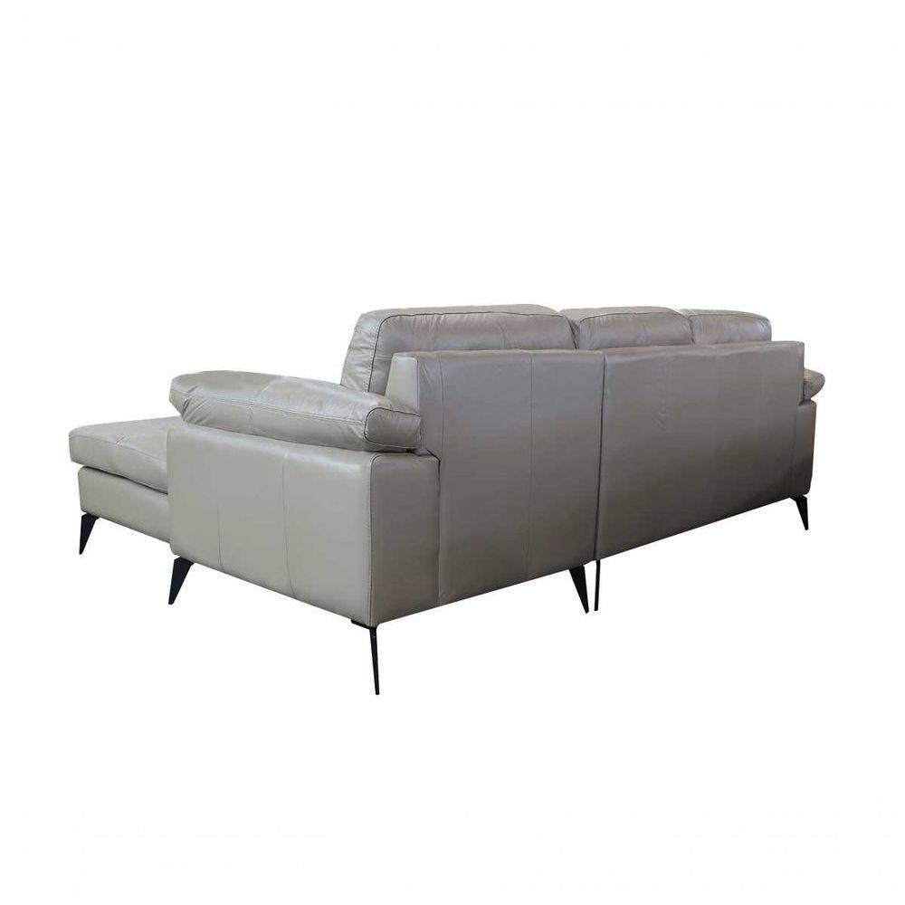 Sofá De Couro Asti 2 Lugares Com Chaise Direita Avelã - Mempra Design - 3