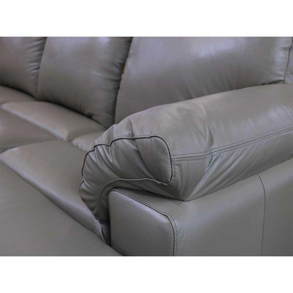 Sofá De Couro Asti 2 Lugares Com Chaise Direita Avelã - Mempra Design - 4