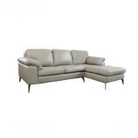 Sofá De Couro Asti 2 Lugares Com Chaise Direita Avelã - Mempra Design - 2