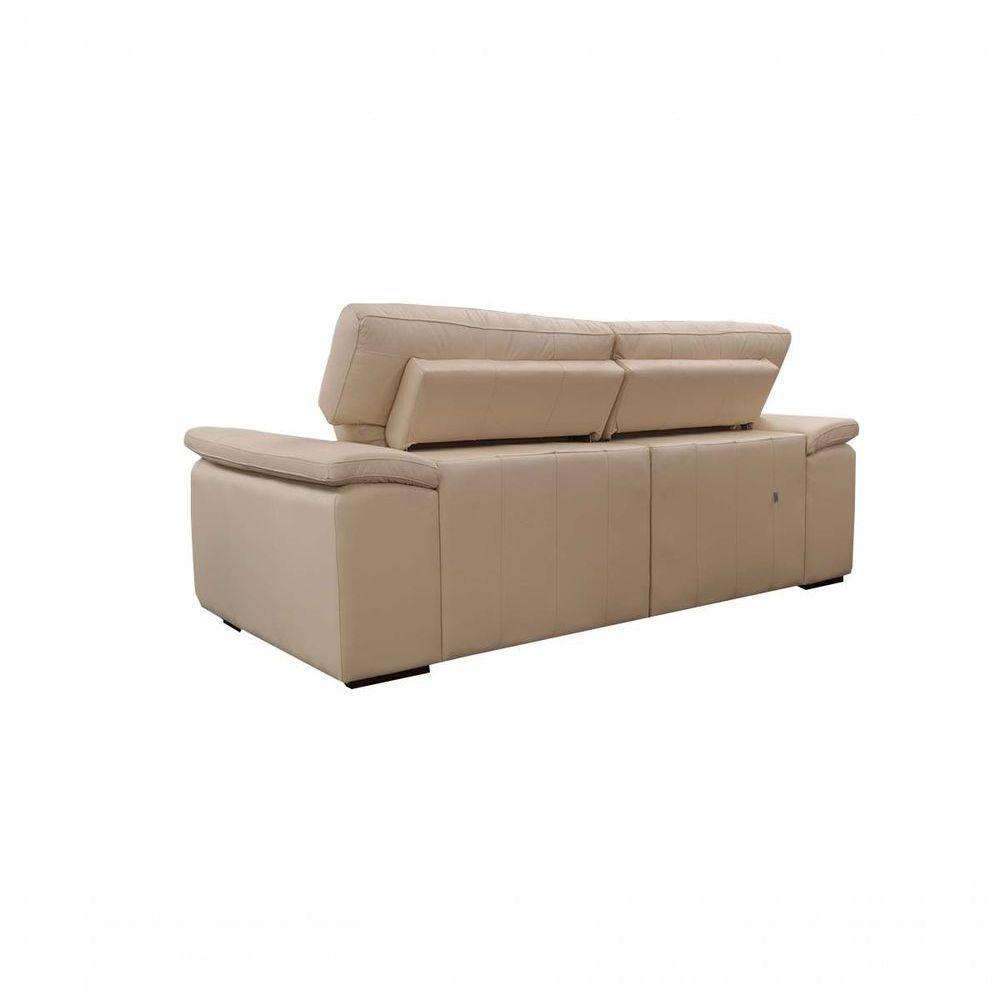Sofá Retrátil E Reclinável De Couro Queen 2,20 M Manteiga Pigmentado - Mempra Design - 2