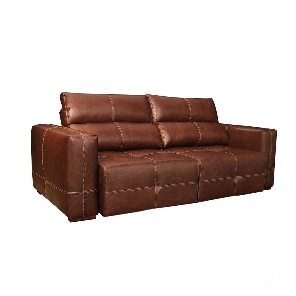 Sofá Retrátil E Reclinável De Couro Adena 2,12 M Soft Tabaco - Mempra Design - 3