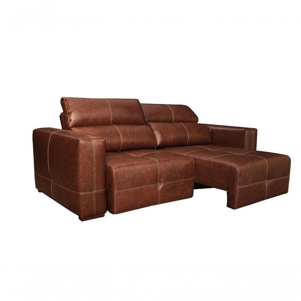 Sofá Retrátil E Reclinável De Couro Adena 2,12 M Soft Tabaco - Mempra Design - 4