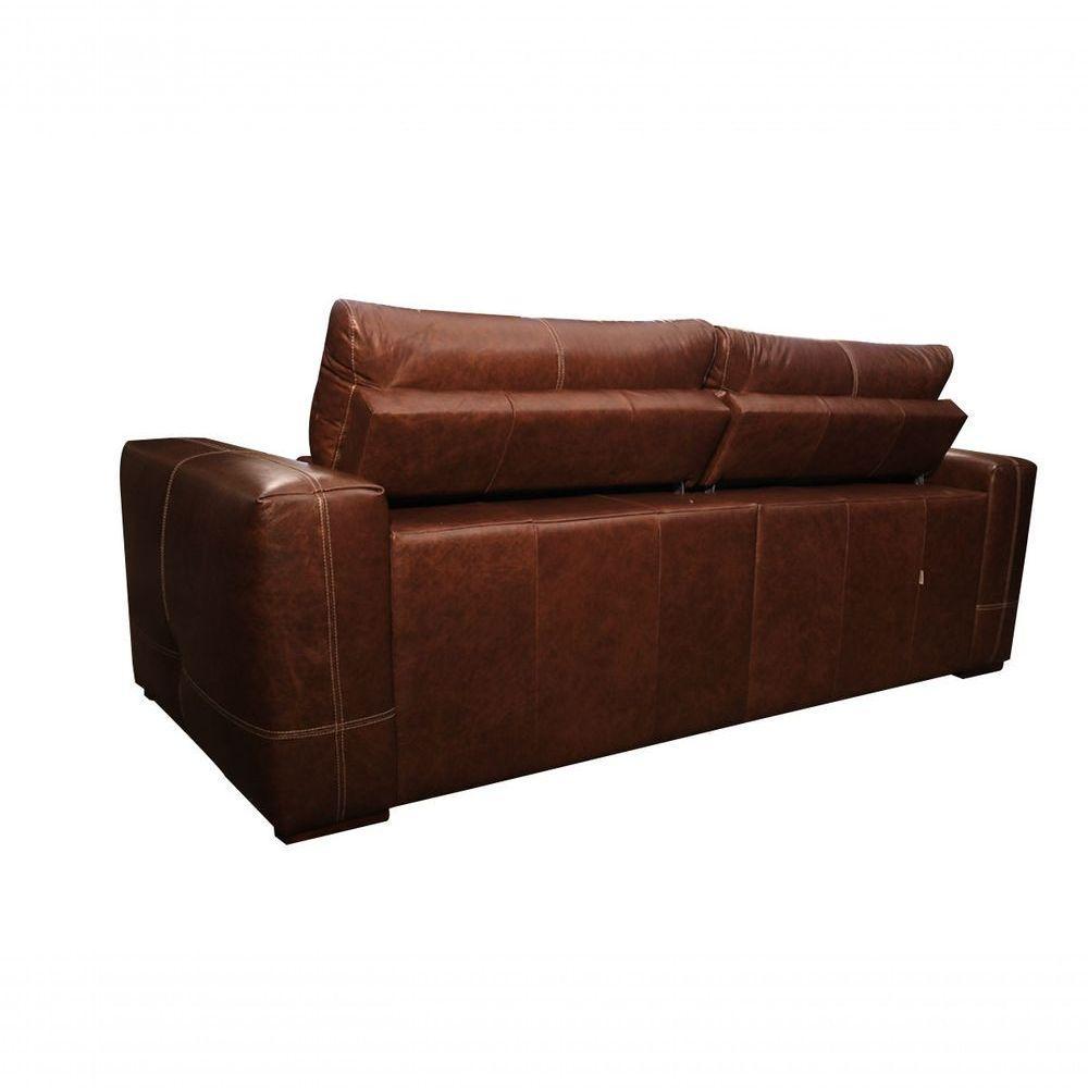 Sofá Retrátil E Reclinável De Couro Adena 2,12 M Soft Tabaco - Mempra Design - 5