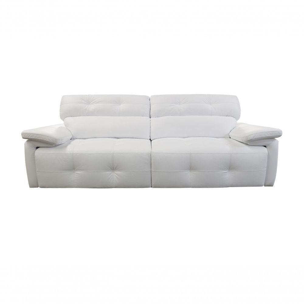 Sofá Retrátil E Reclinável De Couro Queen 2,20 M Branco Pigmentado - Mempra Design - 1