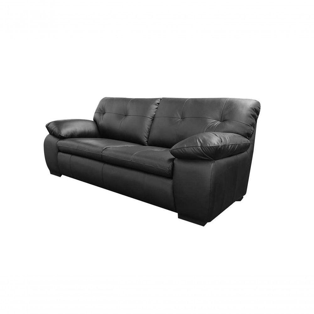 Sofá De Couro Marselha 3 Lugares Preto Pigmentado - Mempra - 4