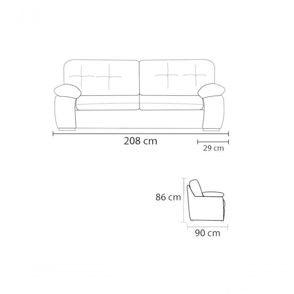 Sofá De Couro Marselha 3 Lugares Preto Pigmentado - Mempra - 10