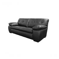 Sofá De Couro Marselha 3 Lugares Preto Pigmentado - Mempra - 2