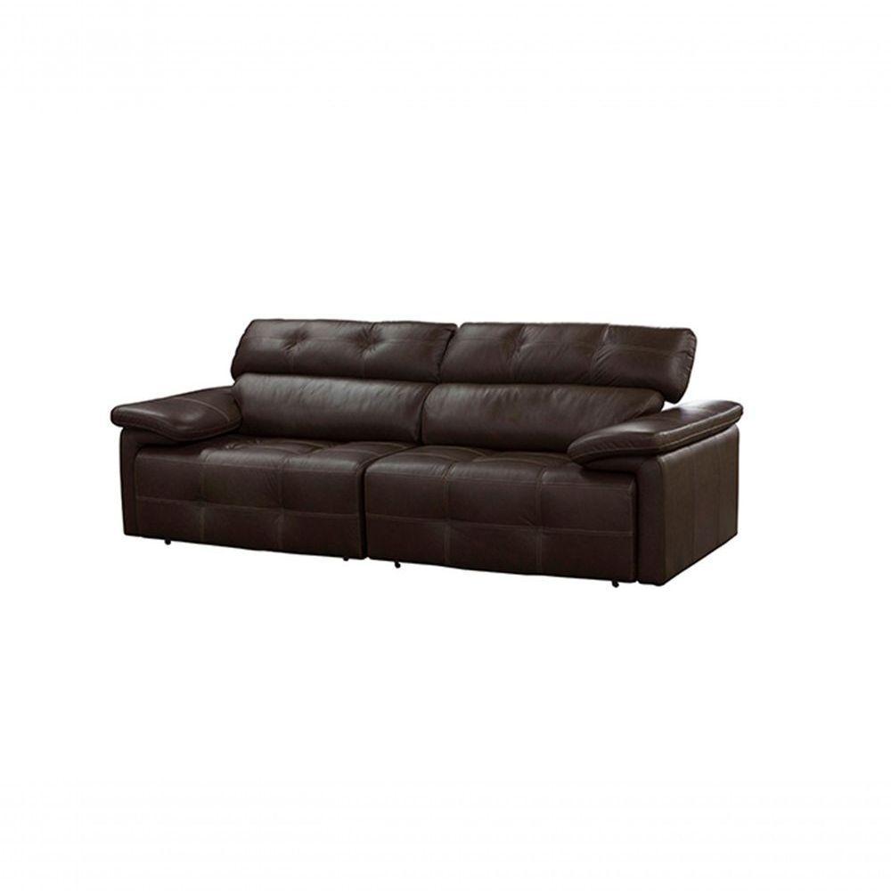 Sofá Retrátil E Reclinável De Couro Queen 2,60 M Marrom Pigmentado - Mempra Design - 5