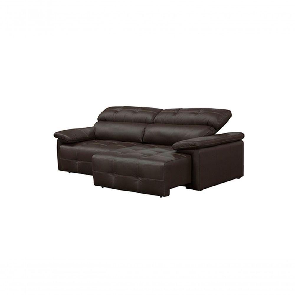 Sofá Retrátil E Reclinável De Couro Queen 2,20 M Marrom Pigmentado - Mempra Design - 4