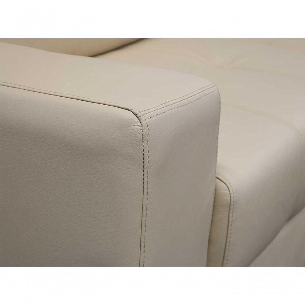 Sofá De Couro Canto Marrocos 3 Lugares Com Chaise Direita Manteiga Pigmentado - Mempra Design - 7