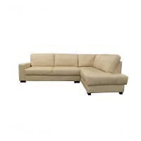 Sofá De Couro Canto Marrocos 3 Lugares Com Chaise Direita Manteiga Pigmentado - Mempra Design