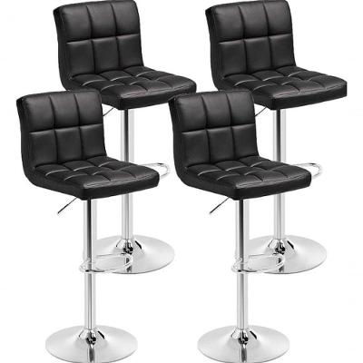 Kit 4 Banquetas Alta Cozinha Bar Balcão Bancada Americana Giratória Gomos Pu Preta