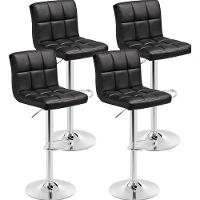 Kit 4 Banquetas Alta Cozinha Bar Balcão Bancada Americana Giratória Gomos Pu Preta - 1