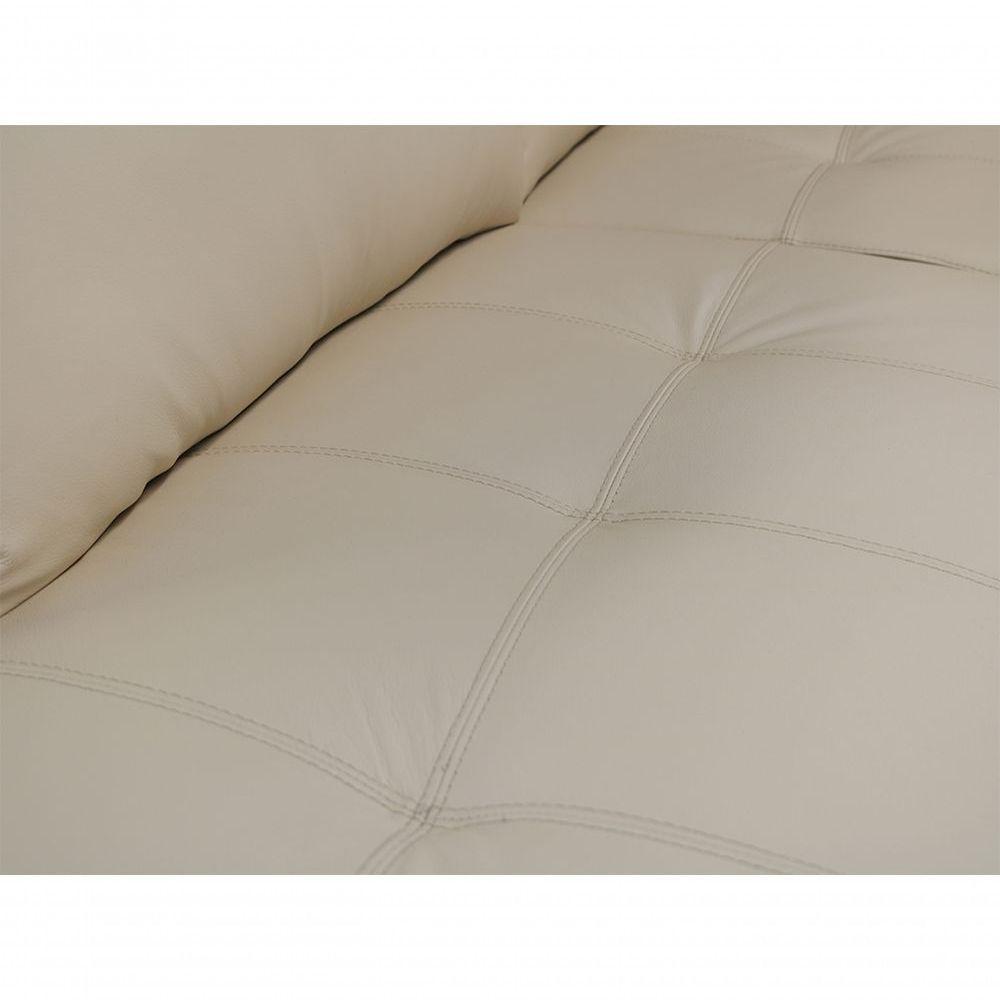 Sofá De Couro Canto Marrocos 3 Lugares Com Chaise Esquerda Manteiga Pigmentado - Mempra Design - 5