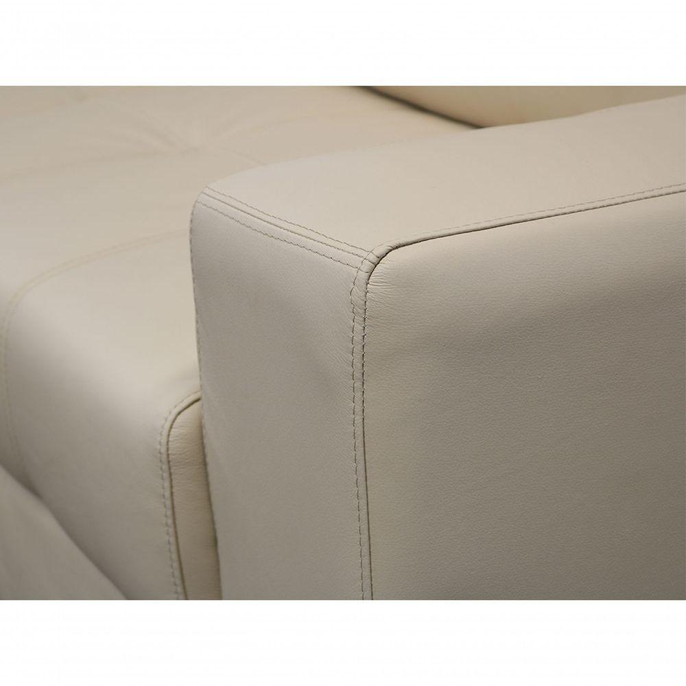 Sofá De Couro Canto Marrocos 3 Lugares Com Chaise Esquerda Manteiga Pigmentado - Mempra Design - 8