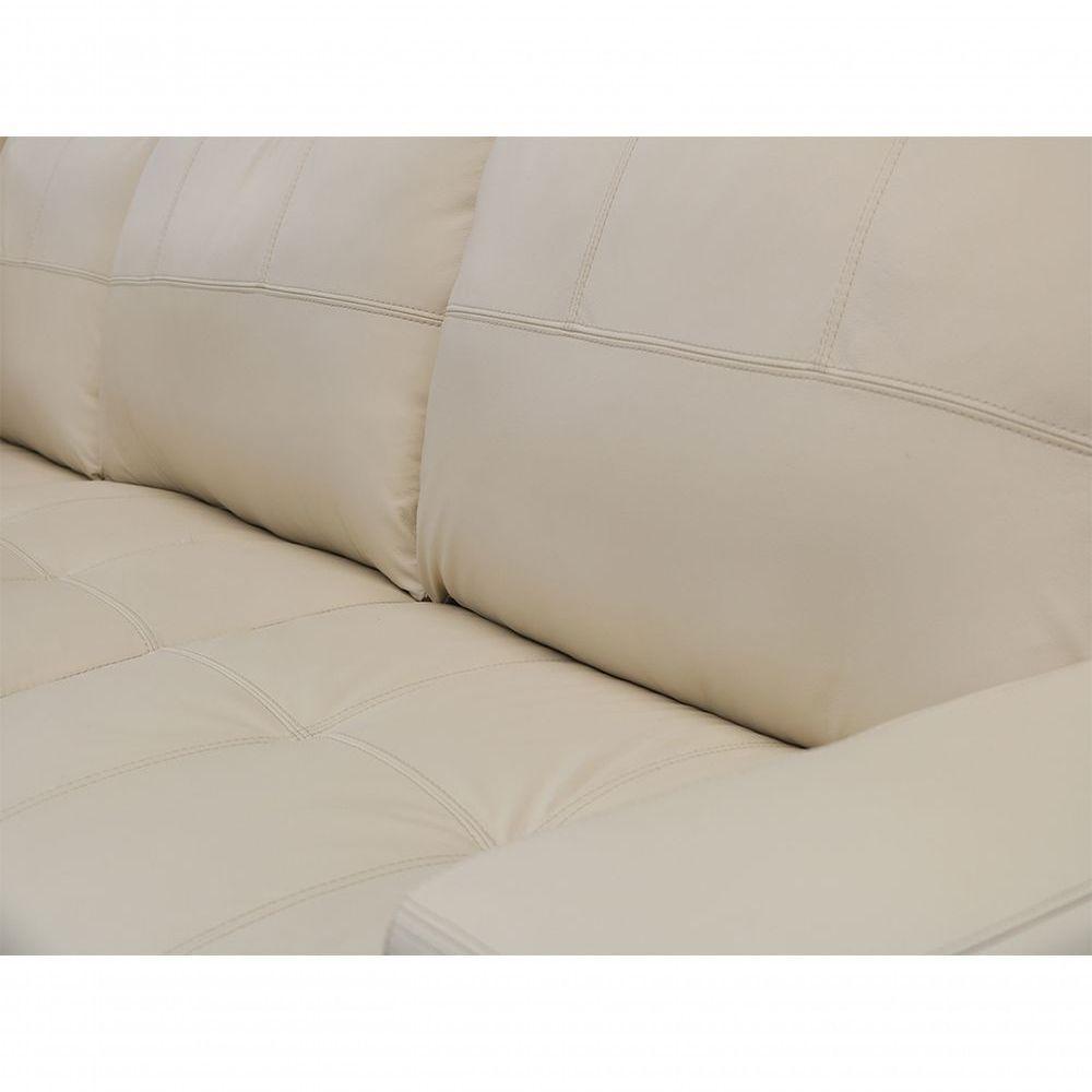 Sofá De Couro Canto Marrocos 3 Lugares Com Chaise Esquerda Manteiga Pigmentado - Mempra Design - 10